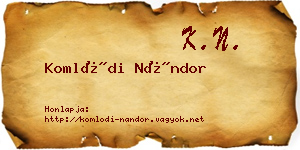 Komlódi Nándor névjegykártya